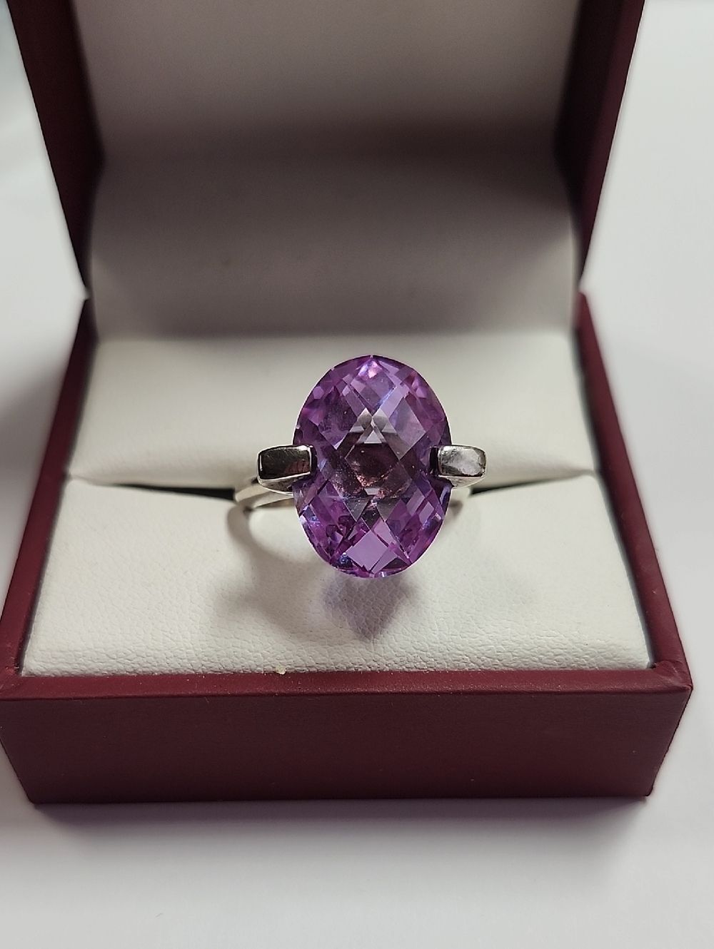 Sterling Silver Plated Purple Center Oval Ring Size 8
